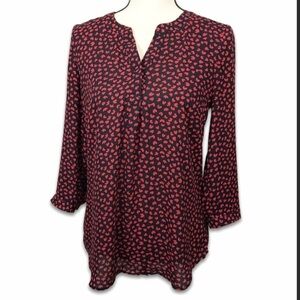 Talbots red heart pop over blouse size small
